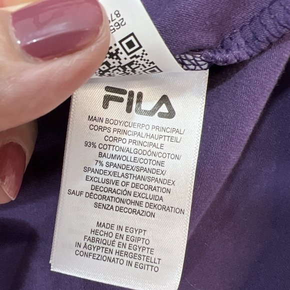Fila Womens Tee L T-Shirt Purple Short Sleeve Crew Neck Jersey Logo Patch Grape - Picture 10 of 11
